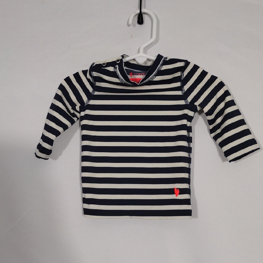 EUC J. Crew Baby Blue and White Rashguard Swim Top Size 3/6 Month Summer